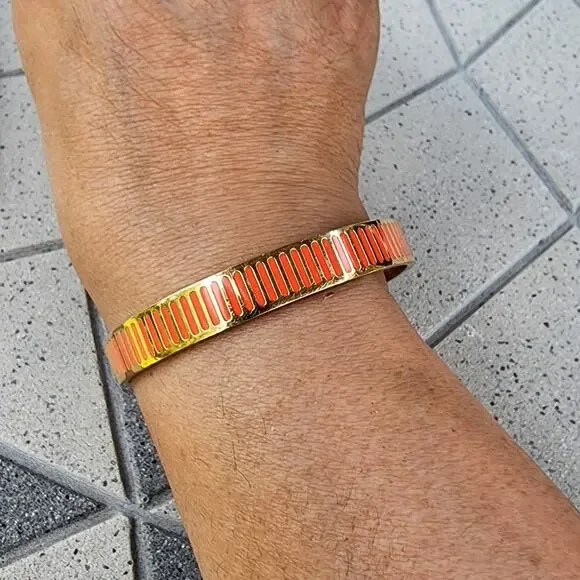Kate Spade At Your Service Orange Enamel Bangle Bracelet - Picture 8 of 9